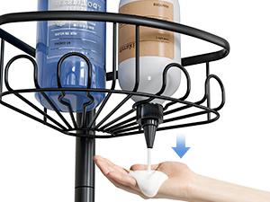 4 Tier Adjustable Corner Shower Caddy – Stainless Steel Rustproof Bathroom Organizer, No-Drill Tension Pole (47-121 Inch), Heavy-Duty Shelves & Hooks for Shampoo, Loofah, Bathtub Shampoo Storage – Quick Assembly, Black Rack