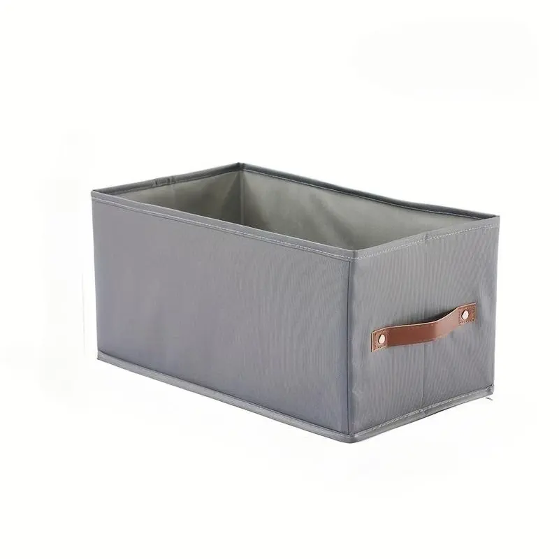 A winter closet clothing storage box (with handle), a foldable rectangular basket, a fabric container box for organizing shelves, suitable for the bedroom, Indoor Storage, in gray and beige colors, Clothes Storage Boxes