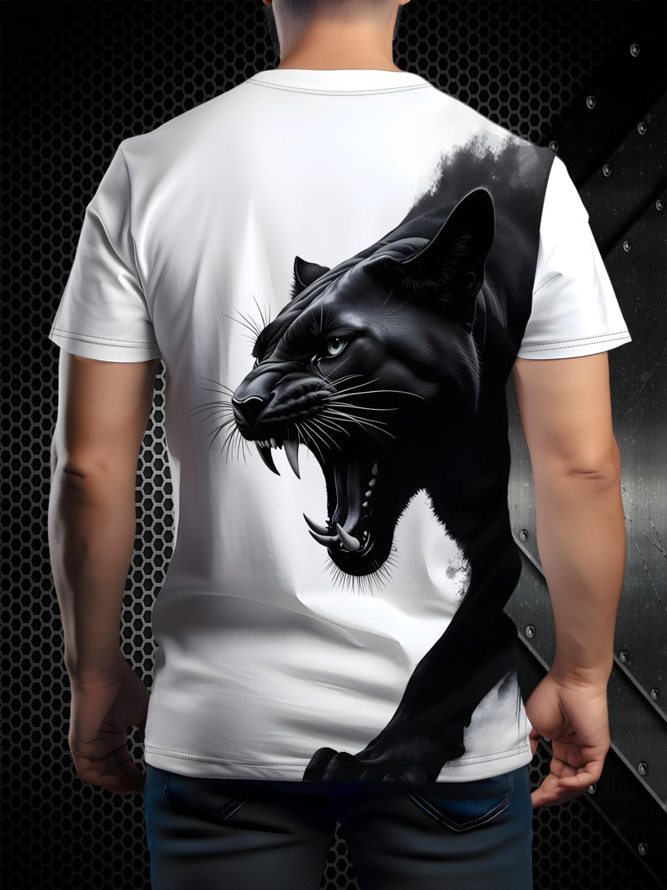 Men's Summer Sports Short Sleeve T-Shirt, Quick-Dry Breathable Round Neck, Loose Fit, Leopard Print, Casual Fashion, Multiple Colors Available