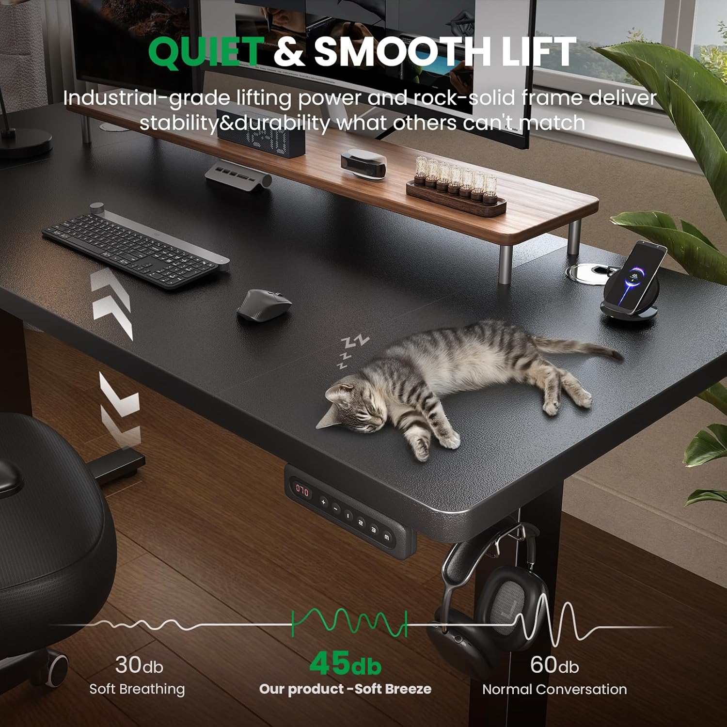 [Deals for You Days] SAIGO Electric Standing Desk,48 x 28 Large Electric Standing Desk, Height Adjustable Desk, 27.6" Deep Desktop, Stand up Gaming, 2 Hooks, 3 Preset Heights, for Home Office, Rustic Brown