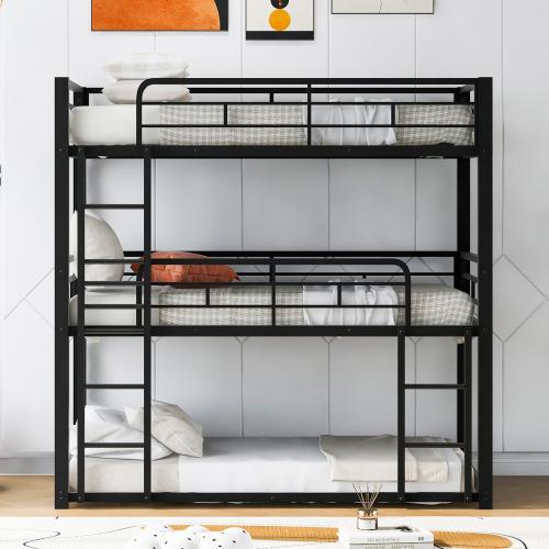 [Bellawave] Metal Twin Size Triple Bunk Bed, Black(Old SKU: SM000230AAB-1)