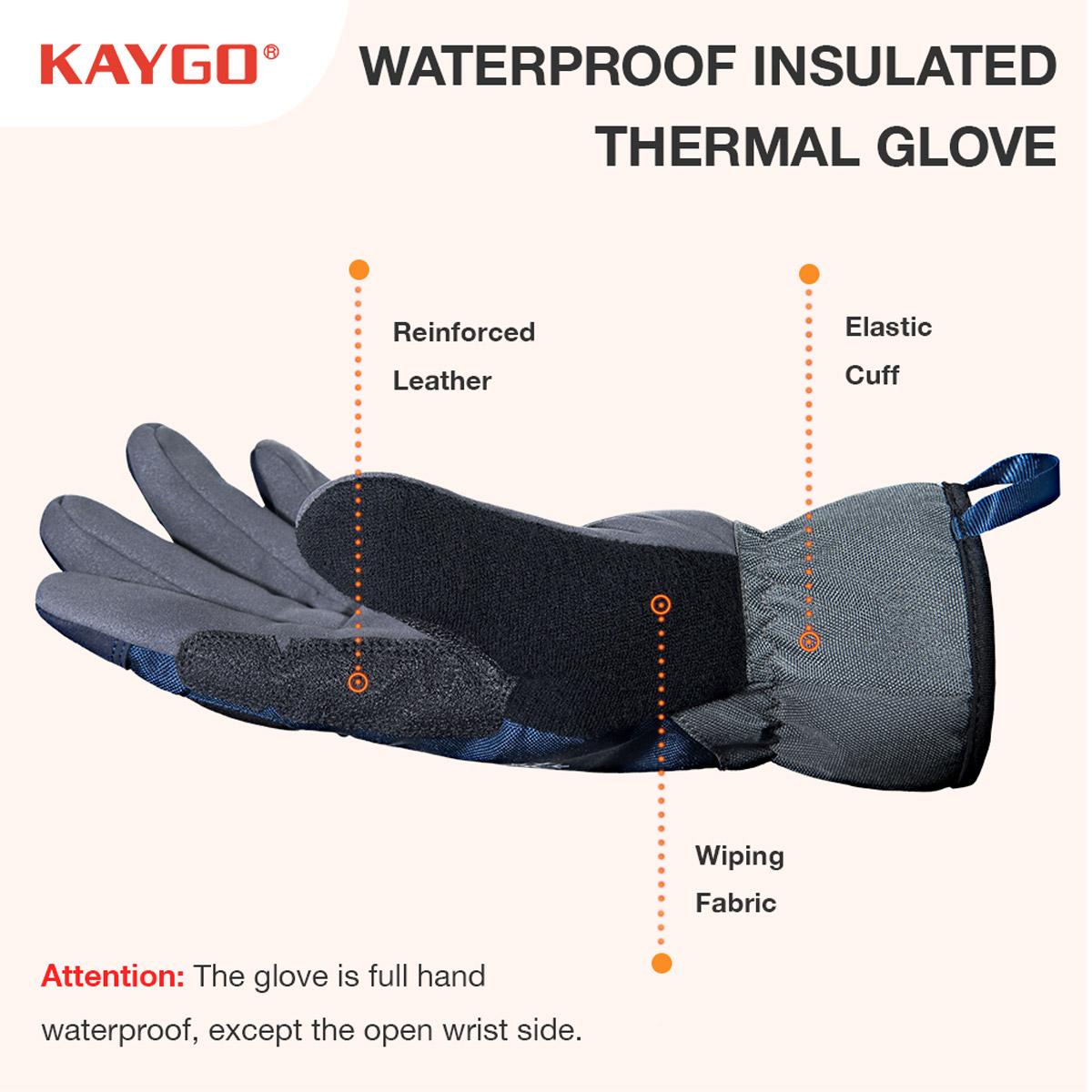 KAYGO KG145 Protector 100% Waterproof Thermal Winter Work Gloves for Men and Women Double Latex Coated Insulated Warm Liner for Construction Cold Storage Snow Shoveling Grocery Store Landscaping Warehouse Outdoor Activities and Winter Jobs