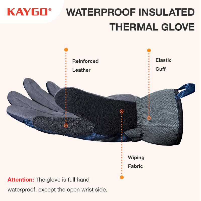 KAYGO KG145 Protector 100% Waterproof Thermal Winter Work Gloves for Men and Women Double Latex Coated Insulated Warm Liner for Construction Cold Storage Snow Shoveling Grocery Store Landscaping Warehouse Outdoor Activities and Winter Jobs