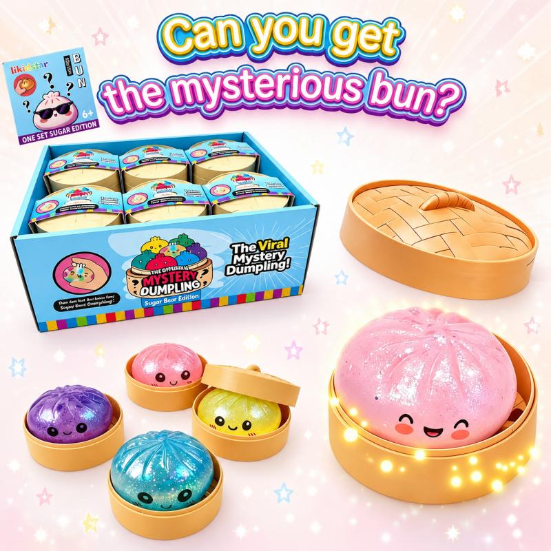 2/6/12 Pack Portable Glossy Baozi Steamed Dumpling Fidgets Blind Box Set, Slow-Rising Squishy Fidget Toy for Anxiety Relief, Collectible Desk Ornament, Holiday Gift