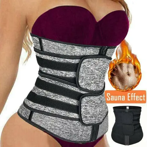 Women's High-Waist Neoprene Sauna Trainer Shapewear - Zipper, Double Belts, Hook-and-Eye, Compression, Immediate Tummy Control, Body Contouring, Activewear for Everyday Wear