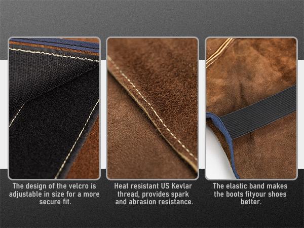 YESWELDER Leather Welding Spats - Heat Resistant Shoe & Leg Covers, Abrasion Protection | Work Safety Gaiters for Welders