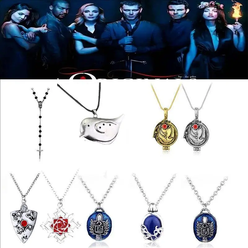Movie The Vampire Diaries Necklace Cosplay Series Fashion Vintage Style Blue Oval Crystal Pendant Jewelry For Women Christmas