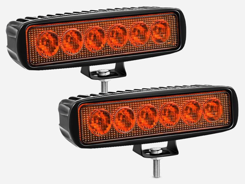Nilight 6 inch Amber Led Light Bar 2PCS 18W Spot Driving Fog Single Row Off Road Reverse lights for Trucks SUV ATV UTV Golf Cart
