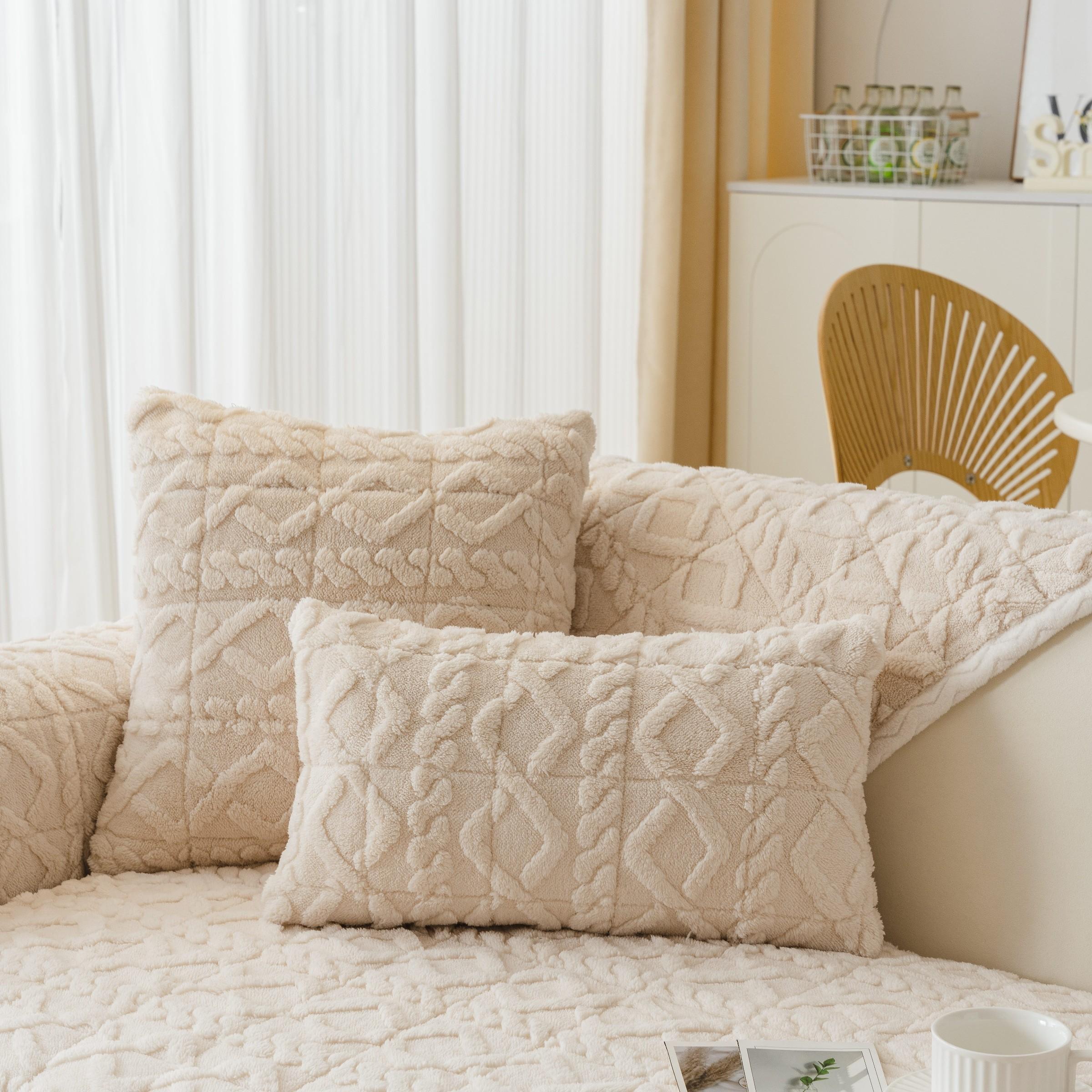 Simple Solid Velvet Sofa Cushion, European Style Soft Sofa Pad, Durable and Fashionable Furniture Accessory, All-Season Couch Protector