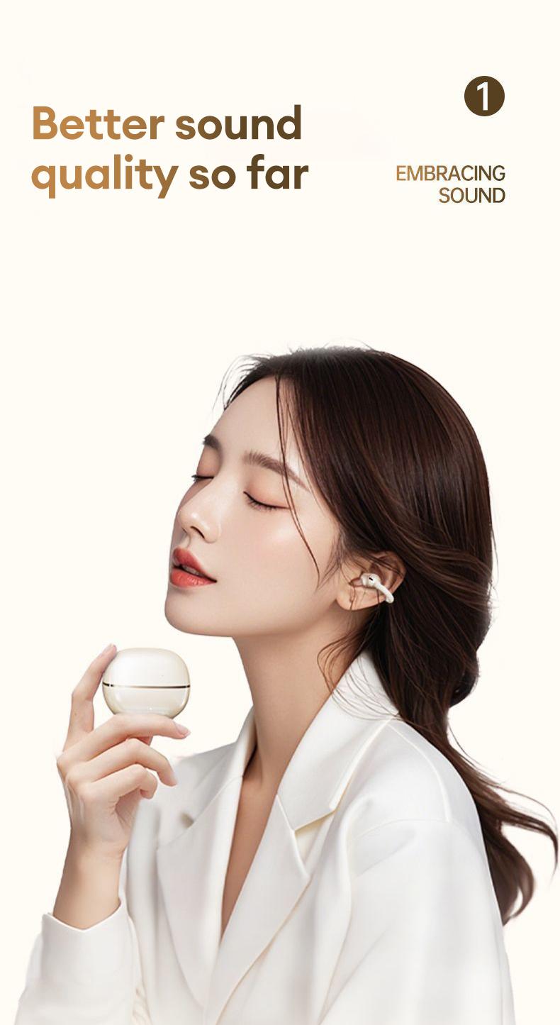 Earclip C7 Clip-on Design Wireless Earphones, Upgraded Panoramic Sound Headset, Comfortable Wearing  Sports Earbuds for Work, Fitness