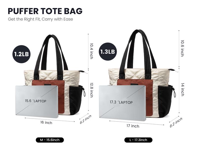 【Valentine's Day Gift】LOVEVOOK Laptop Tote Bag for Women, Large Quilted Puffer Tote bag with Four Cup Holders, Work and Travel Shoulder Bag, Lightweight Puffy bag, Nurse Handbag TikTokShopJumpstartSale