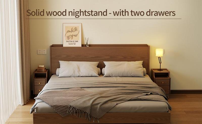 Elegant Small Nightstand, Solid wood - No MDF, Space-Saving Bedside Table with Drawers