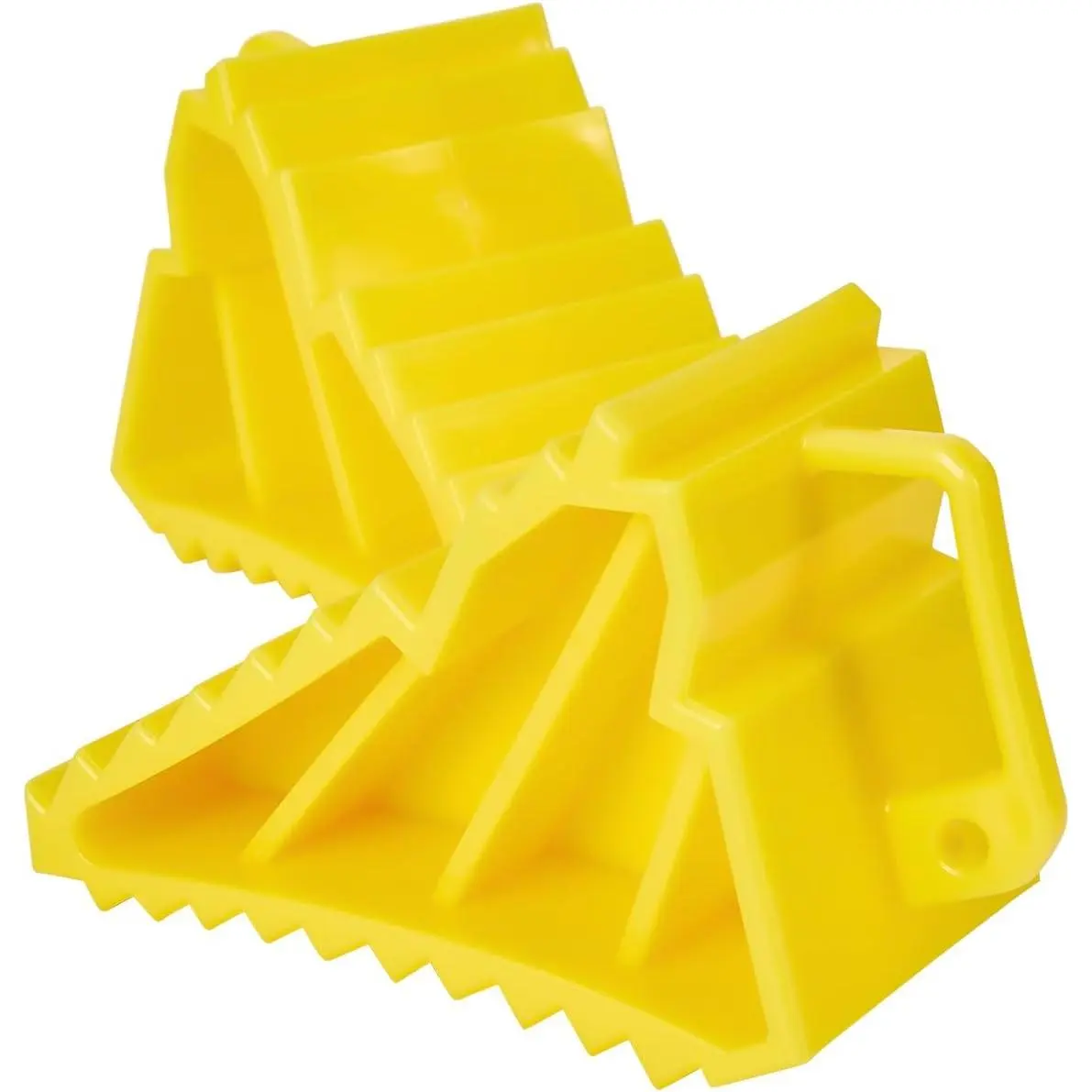 2 Pack Wheel Chocks for Trailers, Heavy Duty Plastic RV Wheel Chocks | with Handles, Non-Slip Tire Chocks for Cars, Trucks, Campers & ATVs, Easy Removal & Carry,Yellow/Black