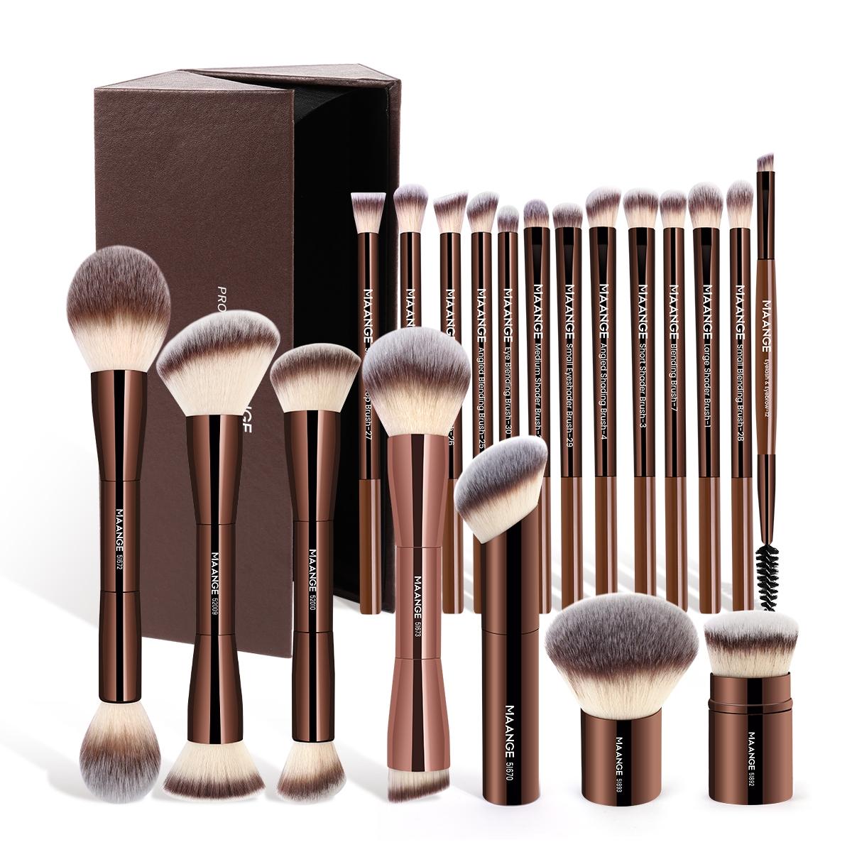 MAANGE Multi-Use Makeup Brush Set, 7-Count Ergonomic Cosmetic Brushes for Blush, Contour, Highlighter and Concealer, Makeup Blending Brushes and Professional Facial Detailing Tools for Women and Girls