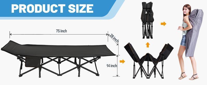 DoCred Camping Cot with Mattress, Heavy Duty Folding Bed Cot, XXL Portable Bed w/ Carry Bag for Outdoor Camping, Guest, Office Nap, Travel DoCred Camping Cot with Mattress, Heavy Duty Folding Bed Cot, XXL Portable Bed w/ Carry Bag for Outdoor Camping, Guest, Office Nap, Travel