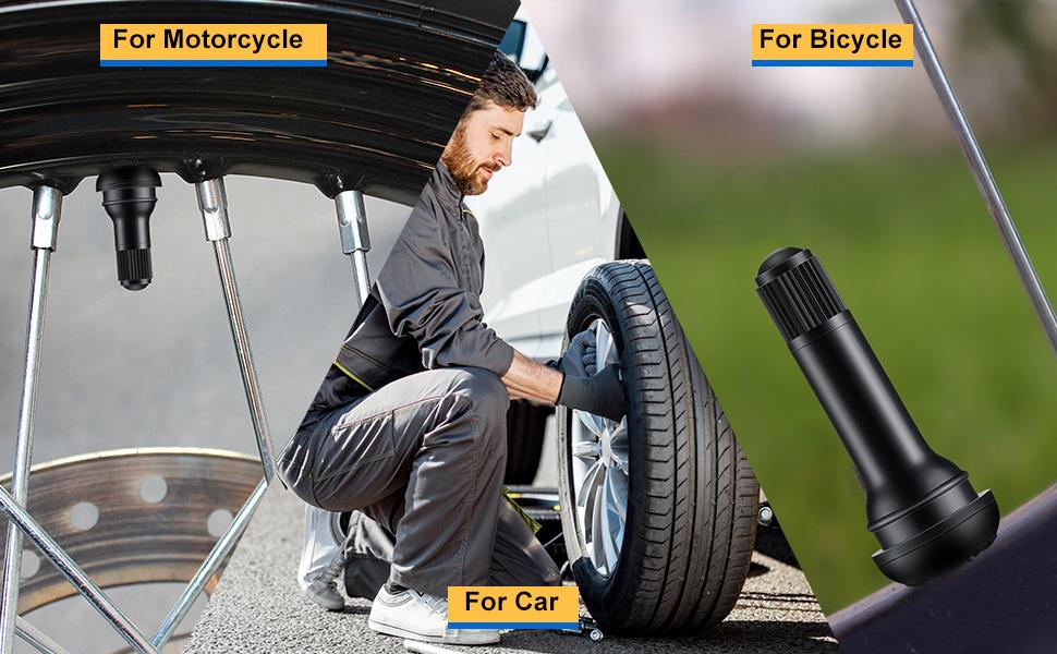 THE WELL KEPT 100 Pcs Tire Valve Stems-TR412, TR413, TR414 - Rubber Black Snap-in, Standard Length - Replacement for Car Tubeless Rim Holes