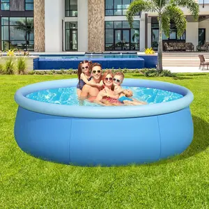 Inflatable Medium (8 ft X 25") Above Ground Swimming Pool, Blow Up Top Ring Pool for Kids Adults Family, Perfect for Backyard Outdoor Swimming