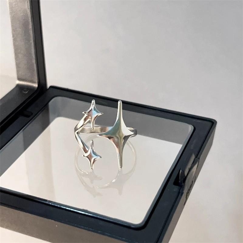 New Stainless Steel Y2K Cross Star Shape Rings for Women Hip Hop Punk Adjustable Couple Rings Minimalist Party Jewelry Gifts