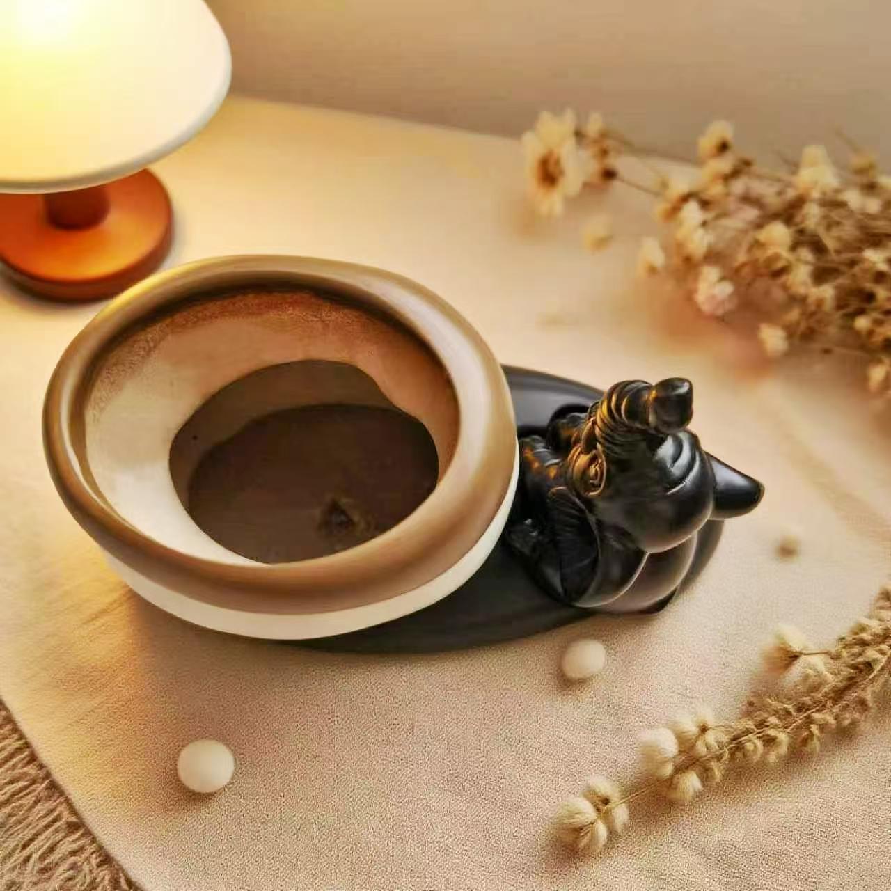 Creative Two-Color Elephant Stack Stone Vase Set, Nordic Style Color Block Design, Living Room Entryway Atmosphere Soft Decor, Home Gift