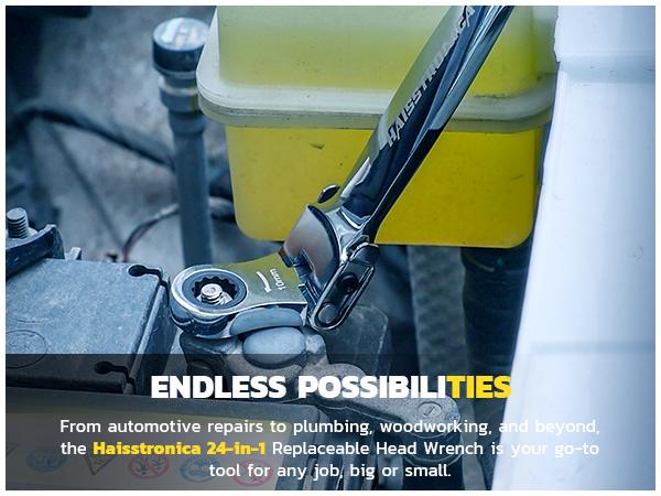 haisstronica 12 in 1 Interchangeable Heads Ratcheting Combination Wrench Set, 8-19mm Metric Flex Head Ratchet Wrench Tool for Auto, Tools for Men Gift,Father's Day Gift