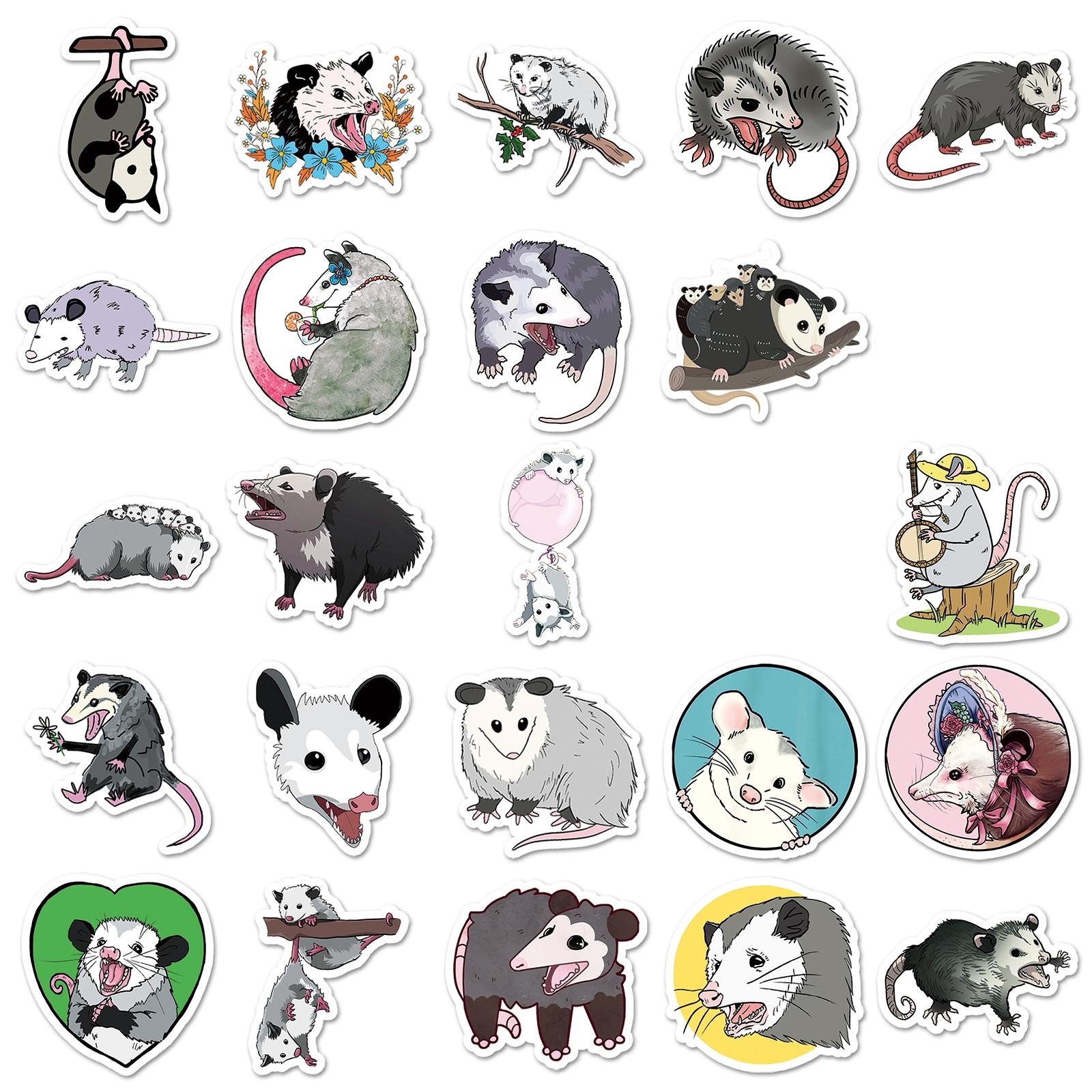 Possums Pattern Sticker, 100pcs/set Creative Animal Decorative Sticker, DIY Decals for Water Bottle, Laptop, Phone Case, Scrapbooking, Journal Making