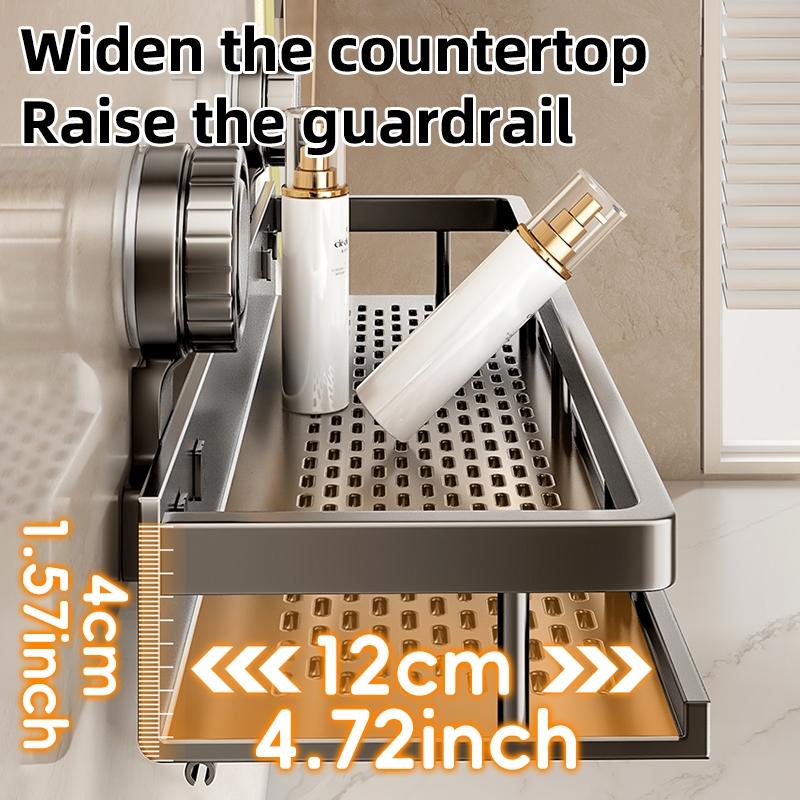 High-quality rust-proof carbon steel bathroom storage rack, kitchen shelf, no-drill shower rack, suction towel rack for toilet and washbasin, wall storage for bathroom