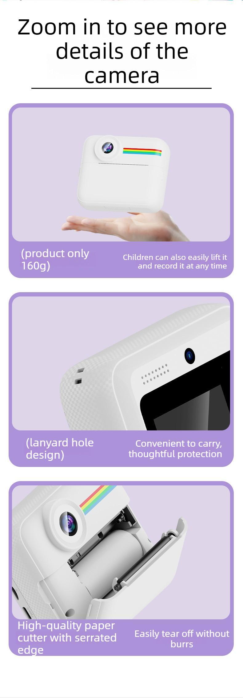 Kids Instant Print Digital Camera, Shoot & Print Instant Color Photos, Cute Photography Toy Perfect Birthday Gift for Little Girls#