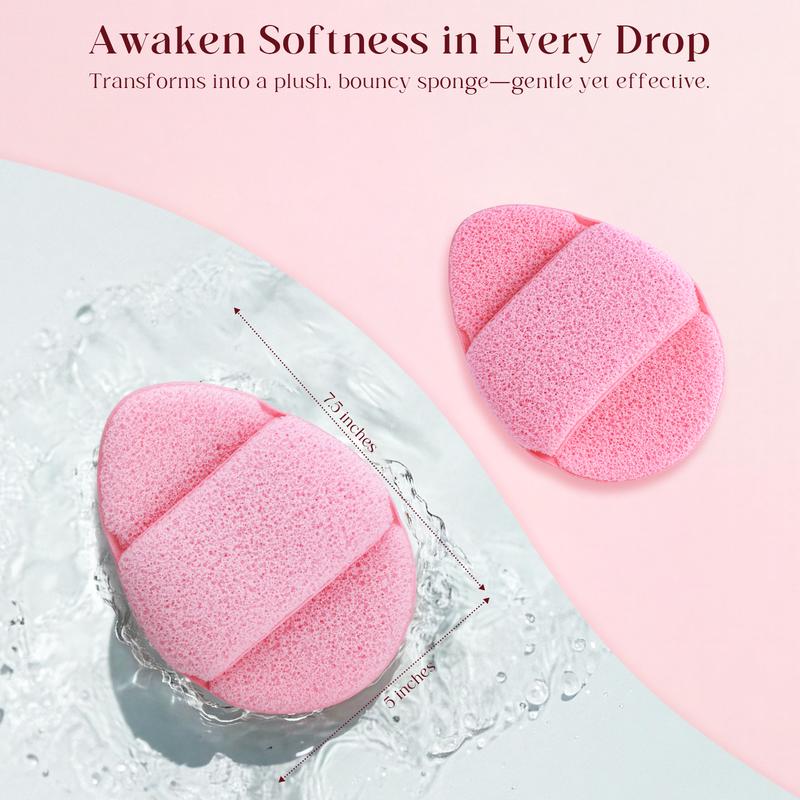 Sybler Facial Cleansing Sponge 3-Pack, Soft Exfoliating Sponges for Face Wash, Makeup Remover & Deep Cleansing, Reusable & Quick-Drying Facial Pads with Hand Strap, Pointed Tip & Hanging Loop