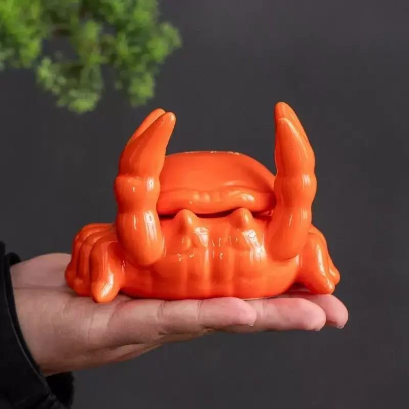 Cute Crab Ceramic Tray with Realistic Claw Design, Home Office Bar Desktop Decor, Fun Gift for Father or Boyfriend
