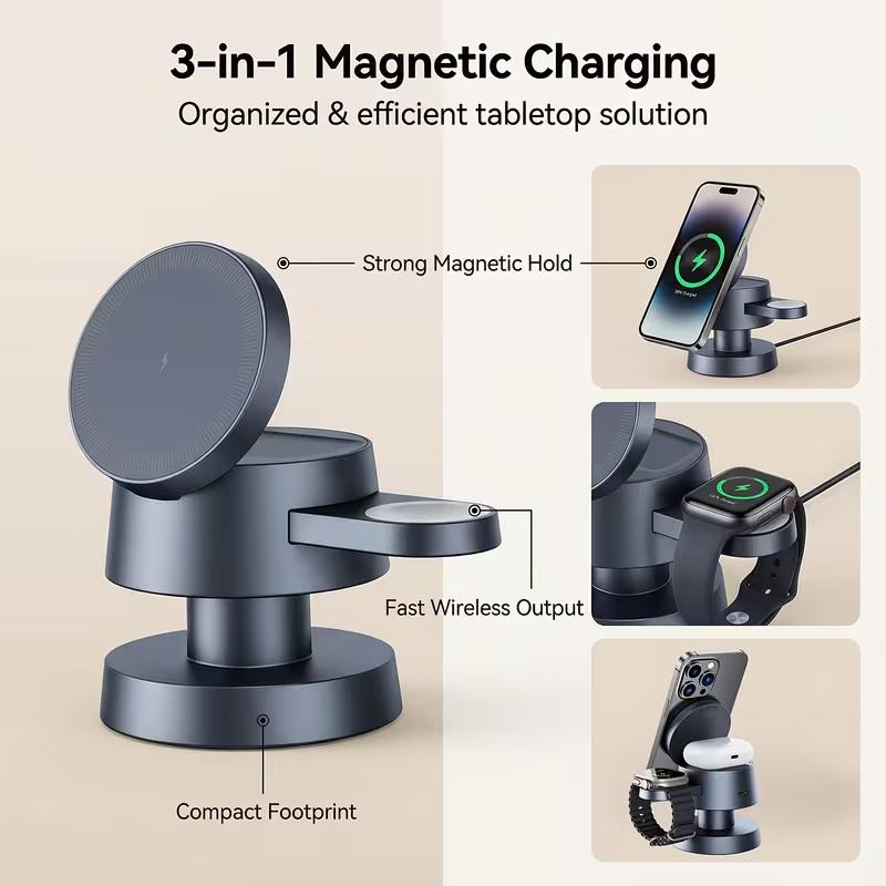 Mushroom Lamp 15w Fast Charger, Magnetic 4-In-1 Wireless Charger, Nightstand Preferred, Fast Charge Mobile Phone/watch/headphones, Electronic Gadgets