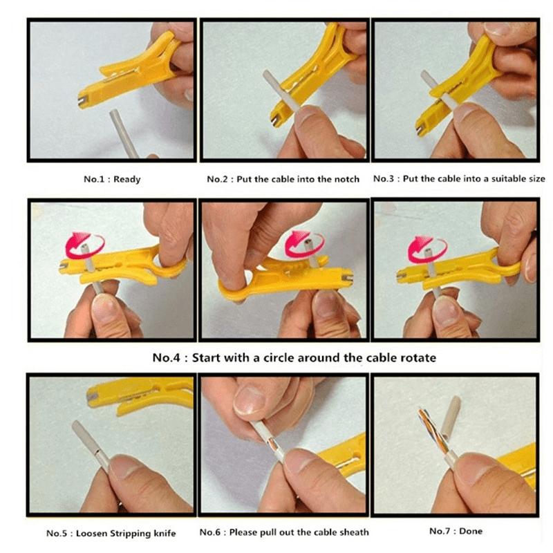 2PCS Small yellow knife wire cutter, wire stripping pliers, wire cutting tool, simple wire stripping knife, wire and network cable crimping pliers