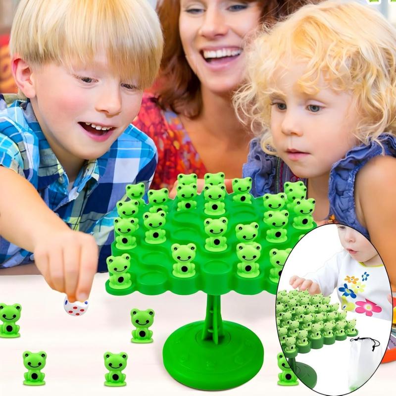 Frog Balance Game Set, Includes 50 Frogs, Balance Board, Base, Dice, Easter Basket Gift, Family Interactive Puzzle Toy for Kids