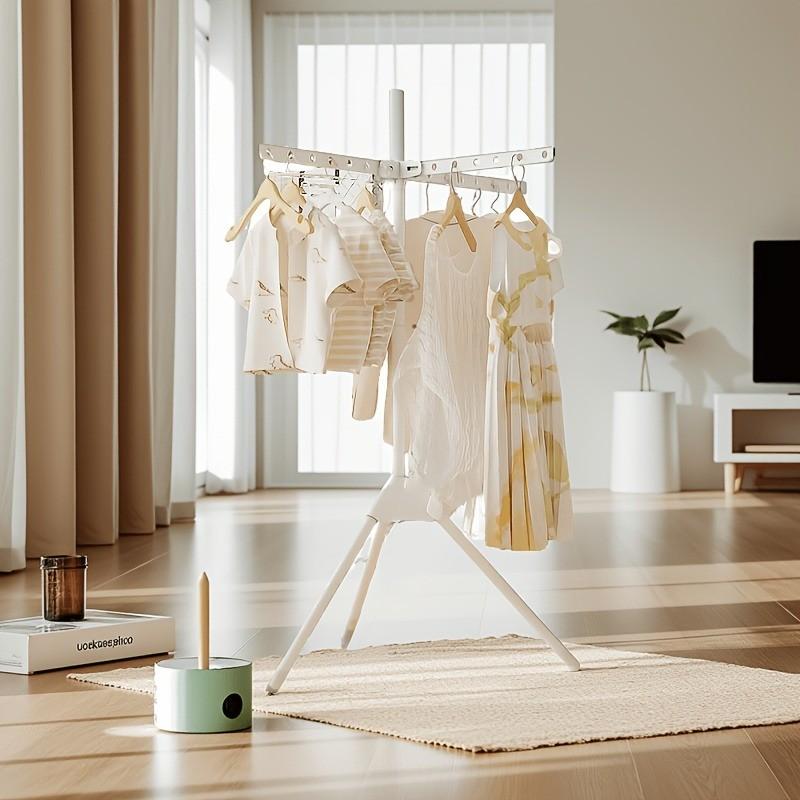 Foldable Multi-Layer Floor-Standing Clothes Rack, Multifunctional Towel Holder, Balcony Drying Rack, Simple Bedroom Storage Shelf