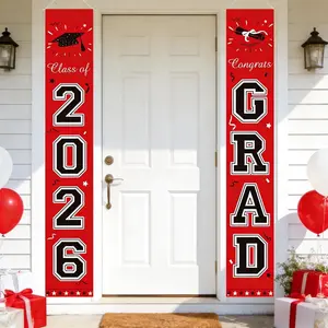 2026 Graduation Decorations Red Congrats Grad Banner Class of 2026 Banner for Any Schools or Grades 2026 Graduation Party Decorations