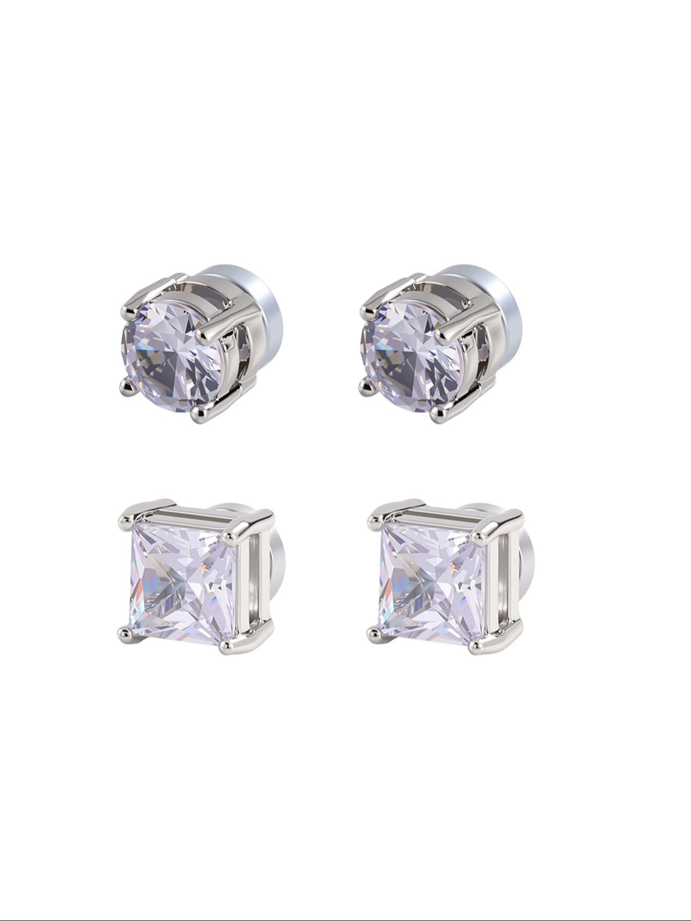 4pcs Magnetic Plated Set for Men and Women, Comfortable to Wear All Day, Perfect Gift for Birthdays and Holidays, Magnetic Stud Earrings