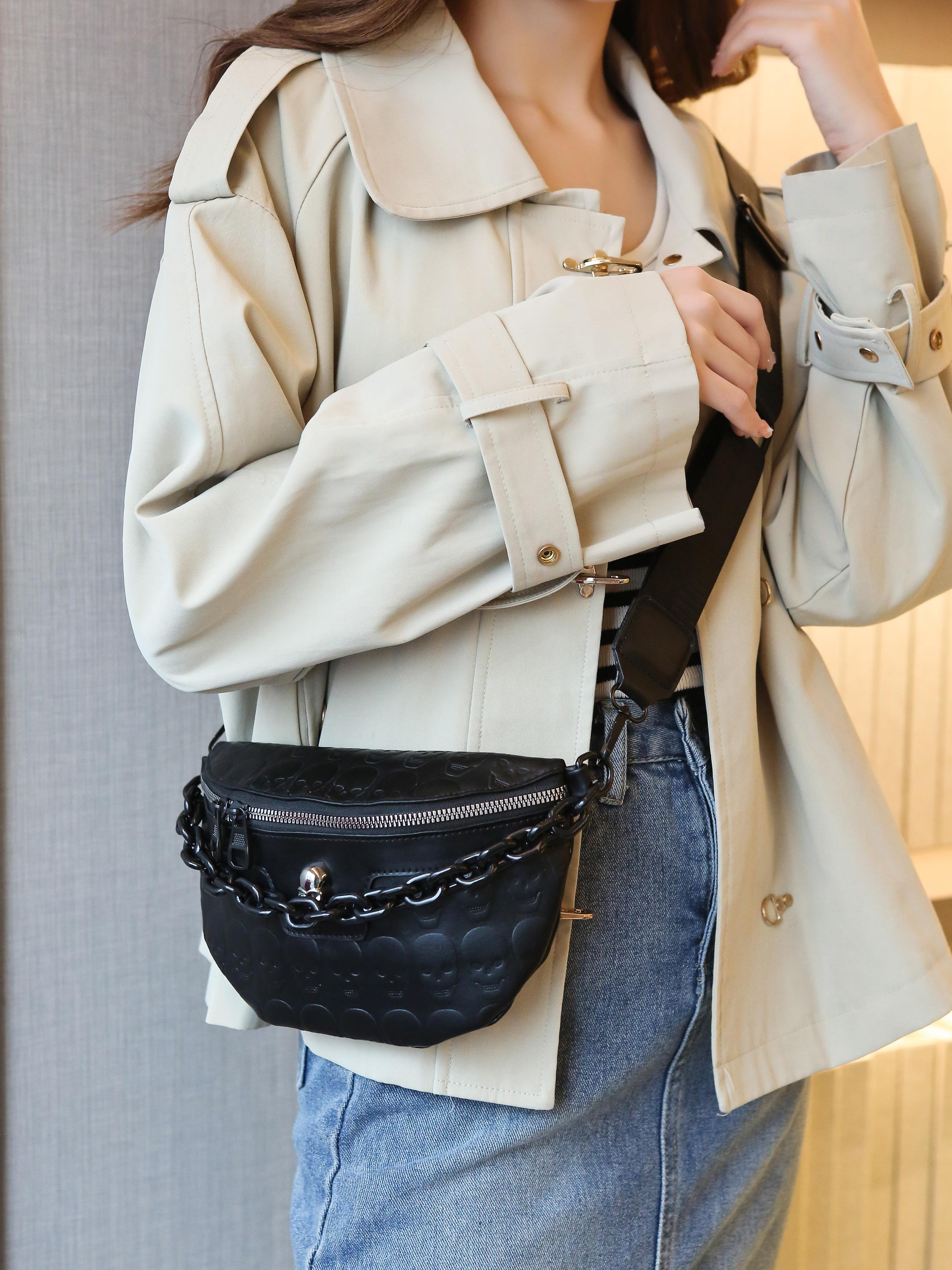 New Unique Design Skull Pattern Bag, Bold Fashionable Shoulder Crossbody Bag, Versatile Style for All Occasions, Crossbody Chain Bag, Fashionable Unique Bags