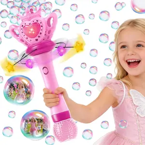 Bubble Wands for Girls - Bubble Machine for Toddlers with Rotatable LED Light &, Easter Birthday Bubble Toys, Gift for 3 4 5 6 7 8 Year Old Kids Girls