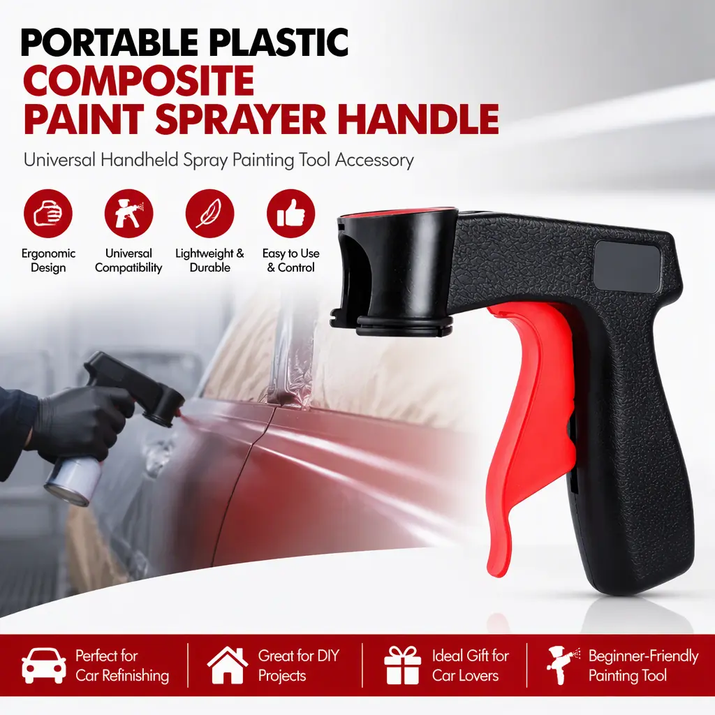 Ergonomic Hand‑Held Spray Paint Gun Grip, Universal Aerosol Can Paint Sprayer Handle, Portable Coating Applicator for Car Repair DIY Art Craft Projects