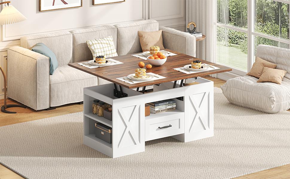 Coffee Table, 39.37" Lift Top Coffee Table with Drawer & Open Storage Shelves, Large Rectangular Farmhouse Living Room Table, Center Table for Living Room, Home Office, Espresso Coffee Table, 39.37" Lift Top Coffee Table with Drawer & Open Storage Shelves, Large Rectangular Farmhouse Living Room Table, Center Table for Living Room, Home Office, Espresso