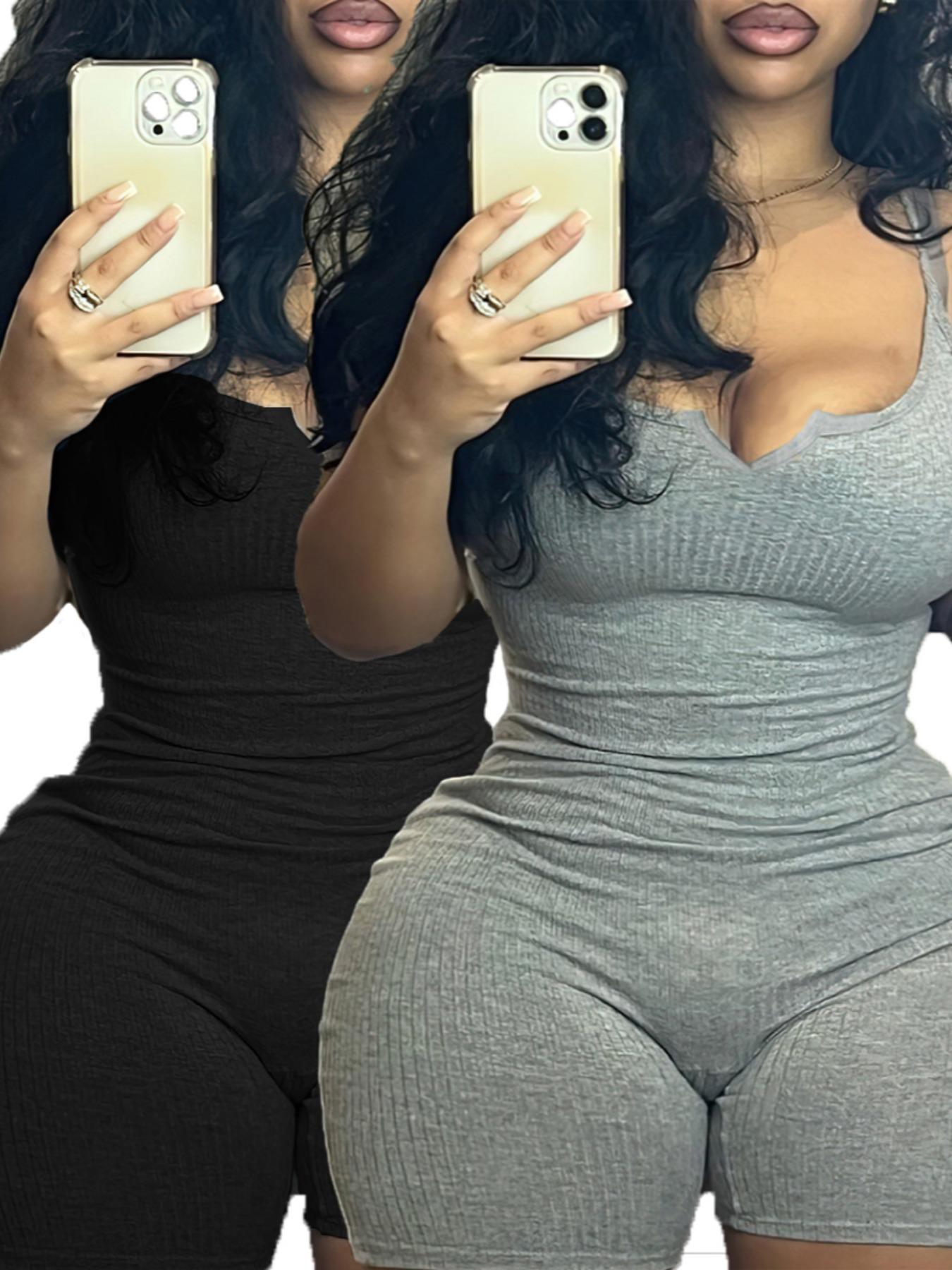 Women's Solid Backless Sleeveless Jumpsuit, Casual High Waist Tight-fitting Jumpsuit for Summer, Ladies Clothes for Daily Wear