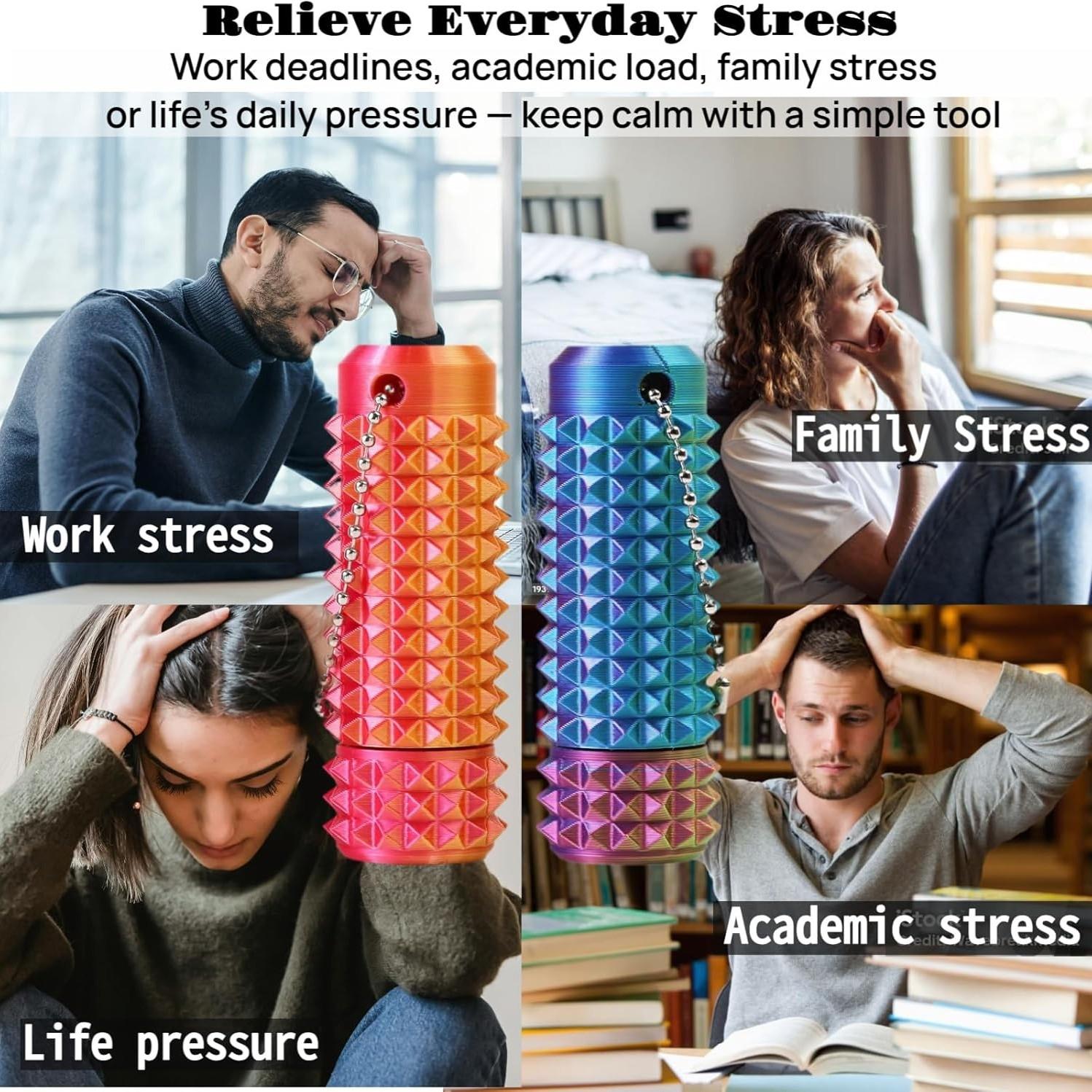 Little Ouchies Pain Fidget Toy, Rotatable Spiky Sensory Fidget for Anxiety Relief, 3D Printed Grippie Keychain for Focus & Stress Relief