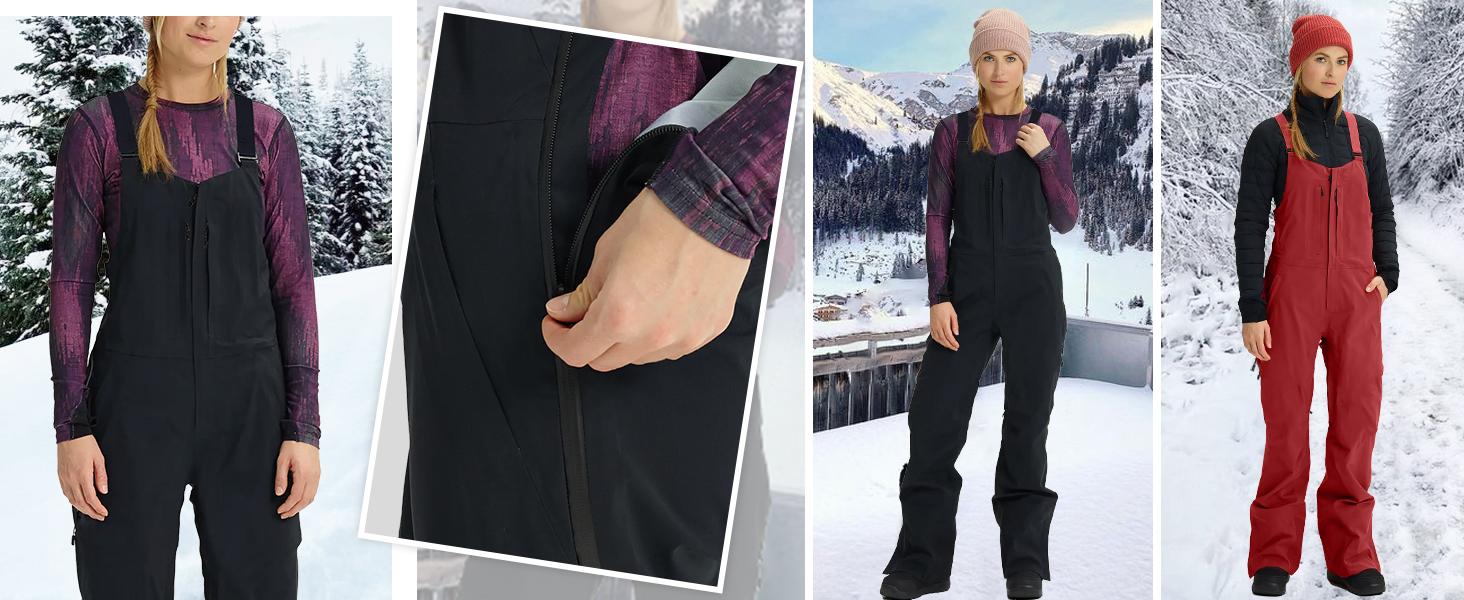 Yousify Womens Snow Bibs Insulated Waterproof Ski Bibs Overalls Winter Outdoor Snow Pants