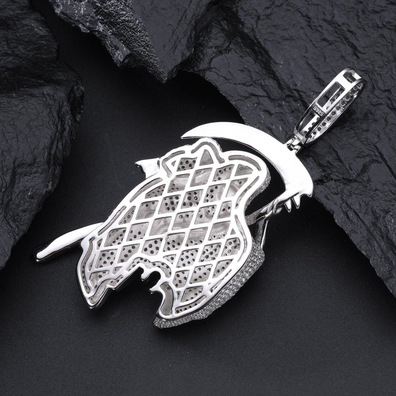 【#P535】Iced Out Reaper Pendant With Owl UCCIYO S925 Sterling Silver Synthetic Moissanite Pendant Necklace for Women Men Hip Hop Jewelry Gift
