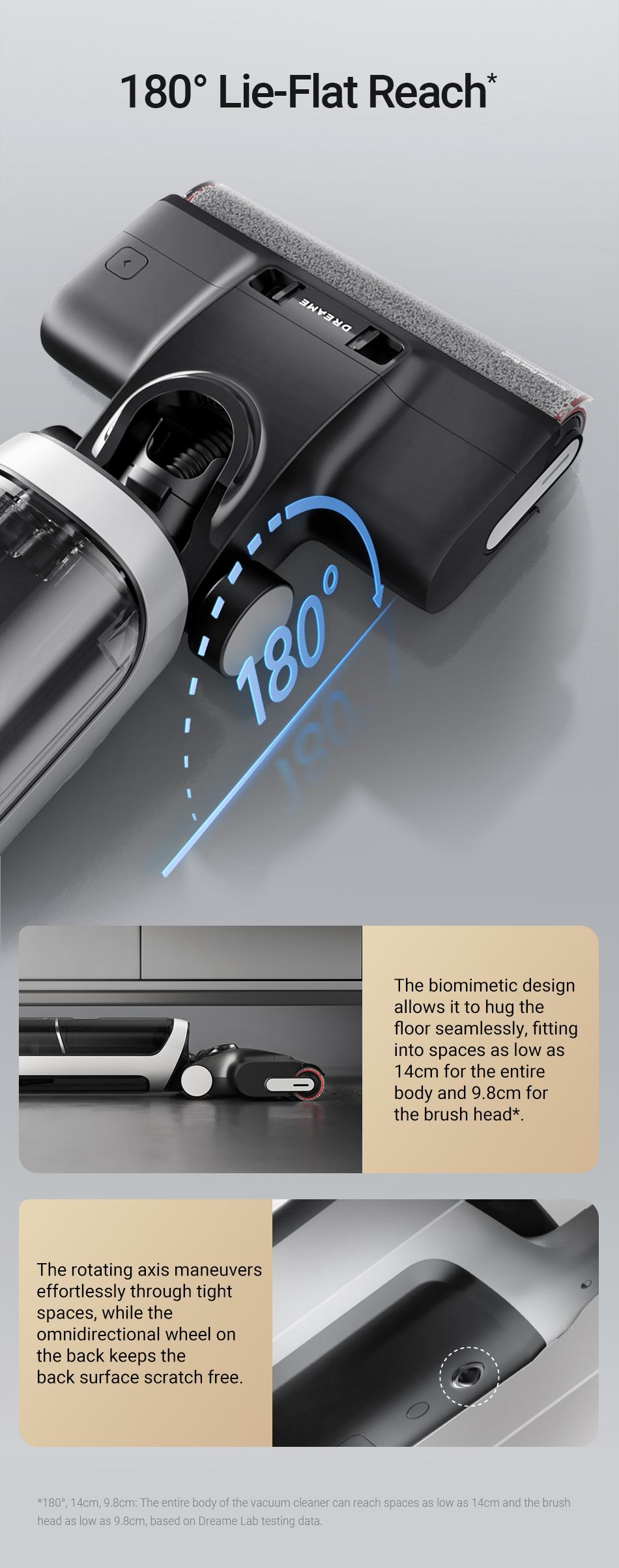 DREAME H14 Series I / H12 Pro FlexReach Vacuum Mop, Wet and Dry Vacuum, 180° Lie-Flat Cordless Vacuum Mop Combo, 140°F Brush Washing, Fast Hot Air Drying in 5 Mins, Great for Sticky Steam Messes Cleaner Self Cleaning System Deep Cleaning Machine