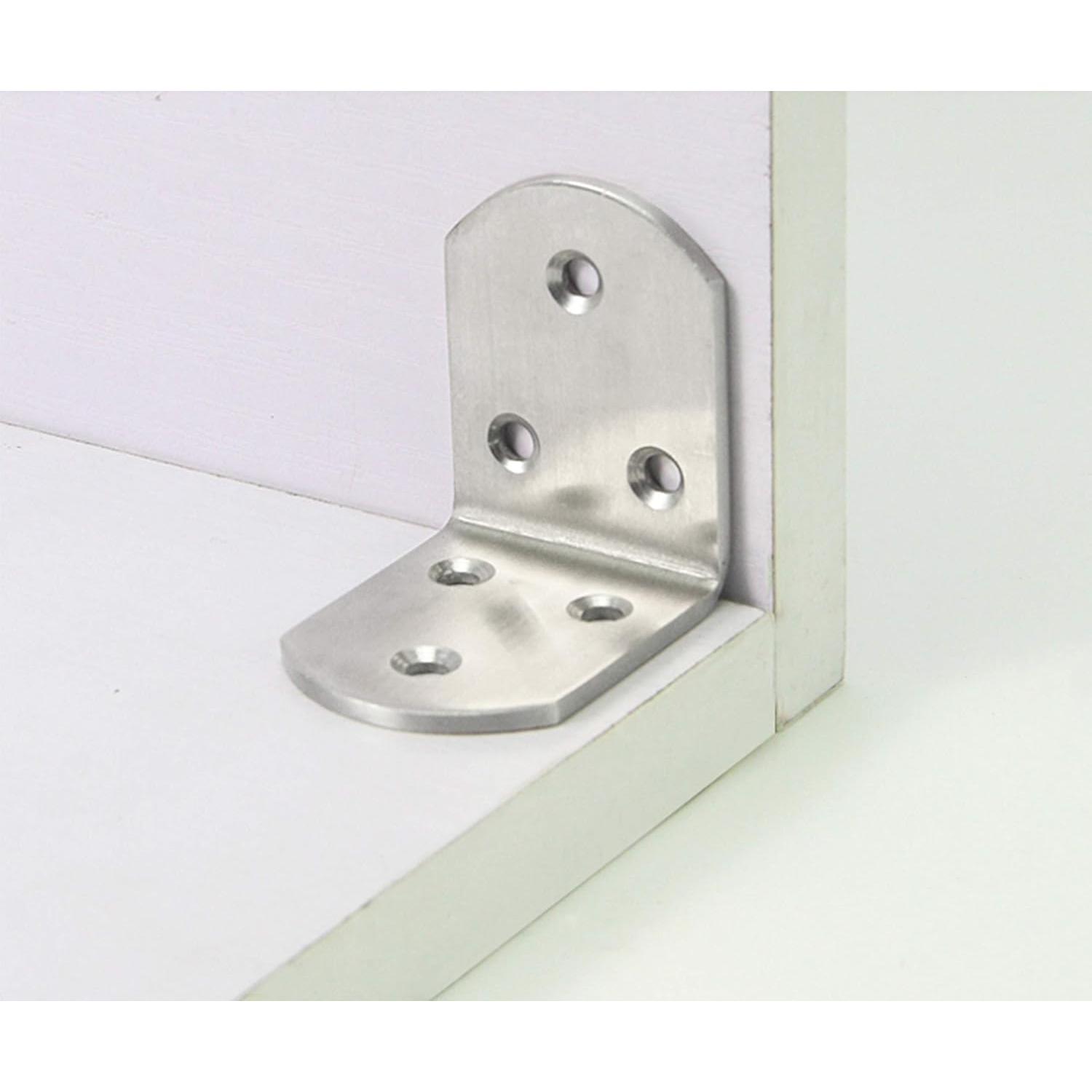 Stainless Steel Corner Bracket,  90  Right Angle Corner Brace Plate,  x  x 38 mm L Shaped Furniture Fastener Joint Corner Connector for  Shelf Cabinet Table Chair (Pack of 4)