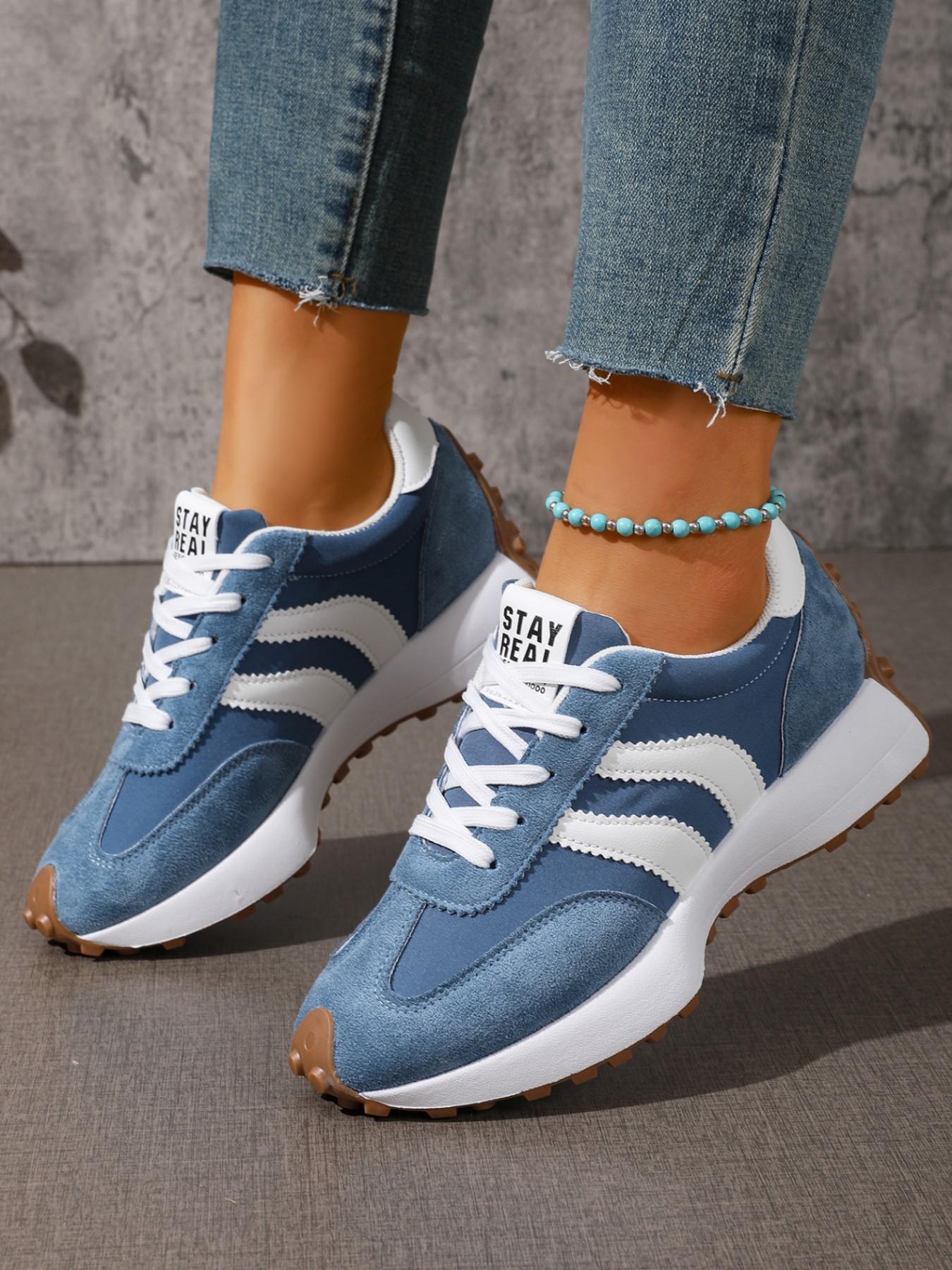 Women Height Increasing Thick Sole Non Slip Comfortable Breathable Colorblock Running Shoes Outdoor Running Sneakers for Outdoor Sports