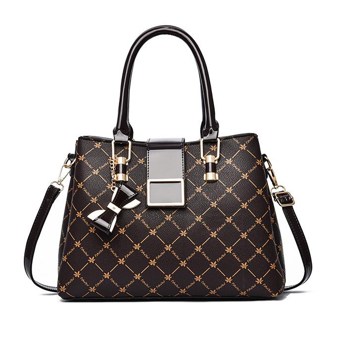 Light Gray Diamond Patterned Handbag, Black Leather Handle, Metal Square Buckle, Bow Decoration, Fashionable Commuter Women's Bag kelly Detachable Strap PU Baguette
