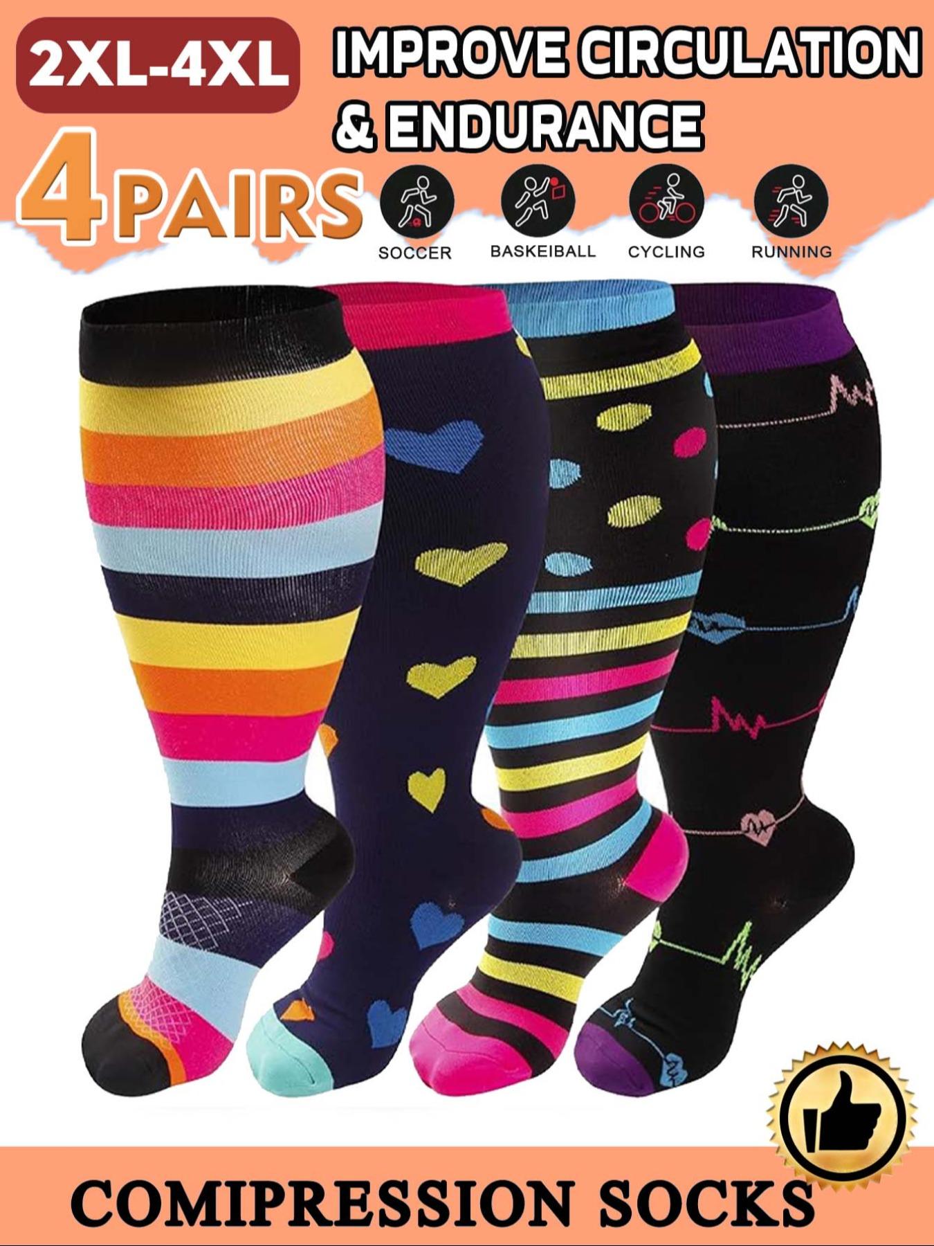 Women's Plus Size Compression Socks, Breathable Compression Socks, Compression Athletic Socks, Sports Running Socks for Circulation, Nurses, Pregnant Women, Sports Socks for Women