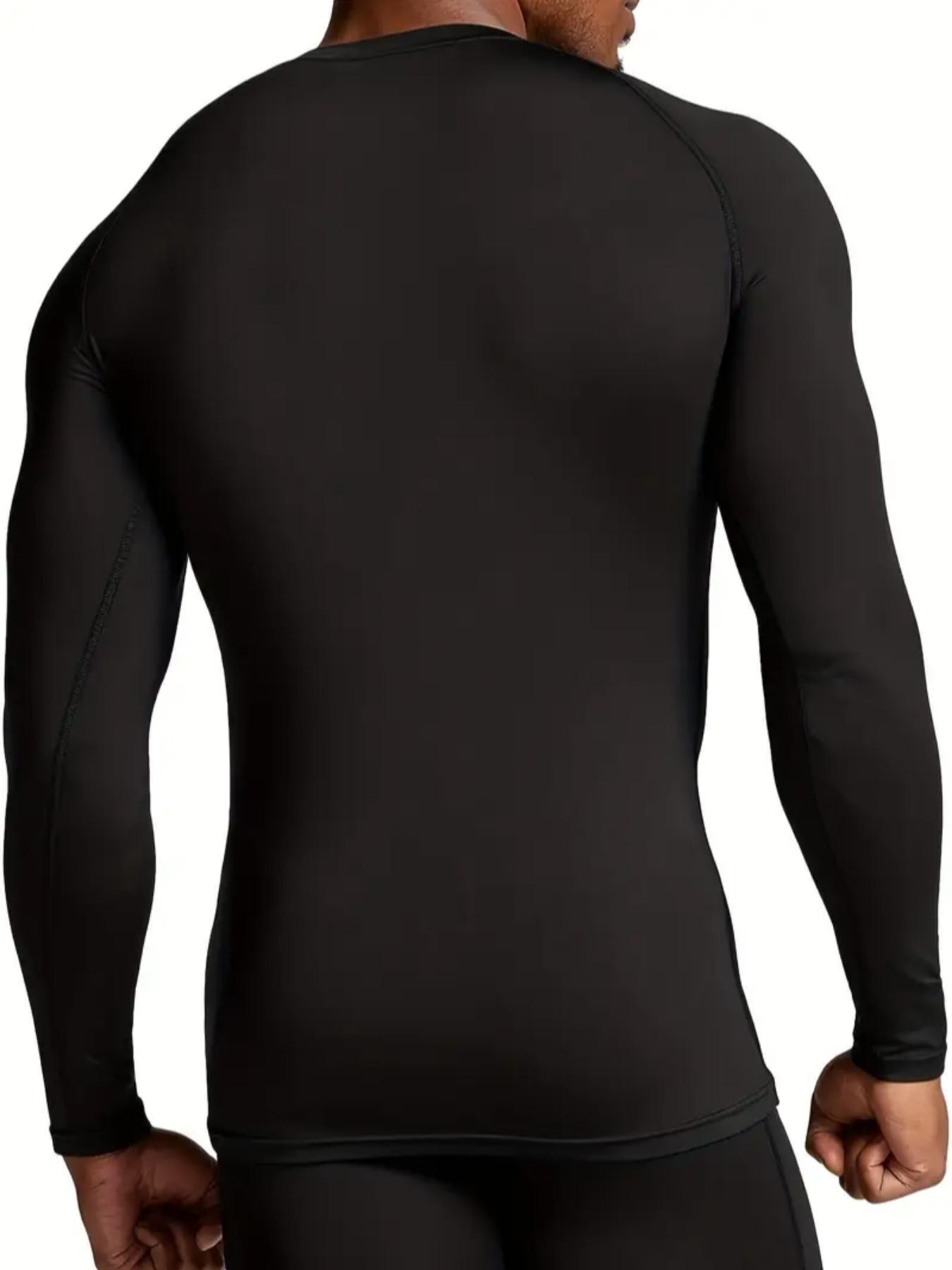 Men's 2-Piece Stretchy Sports Workout Underwear Set with High Elastic Polyester and Spandex Fabric, Long Sleeve Compression Shirt and Pants for Running Basketball Training Work Out Outdoor Activities, Tight Leggings