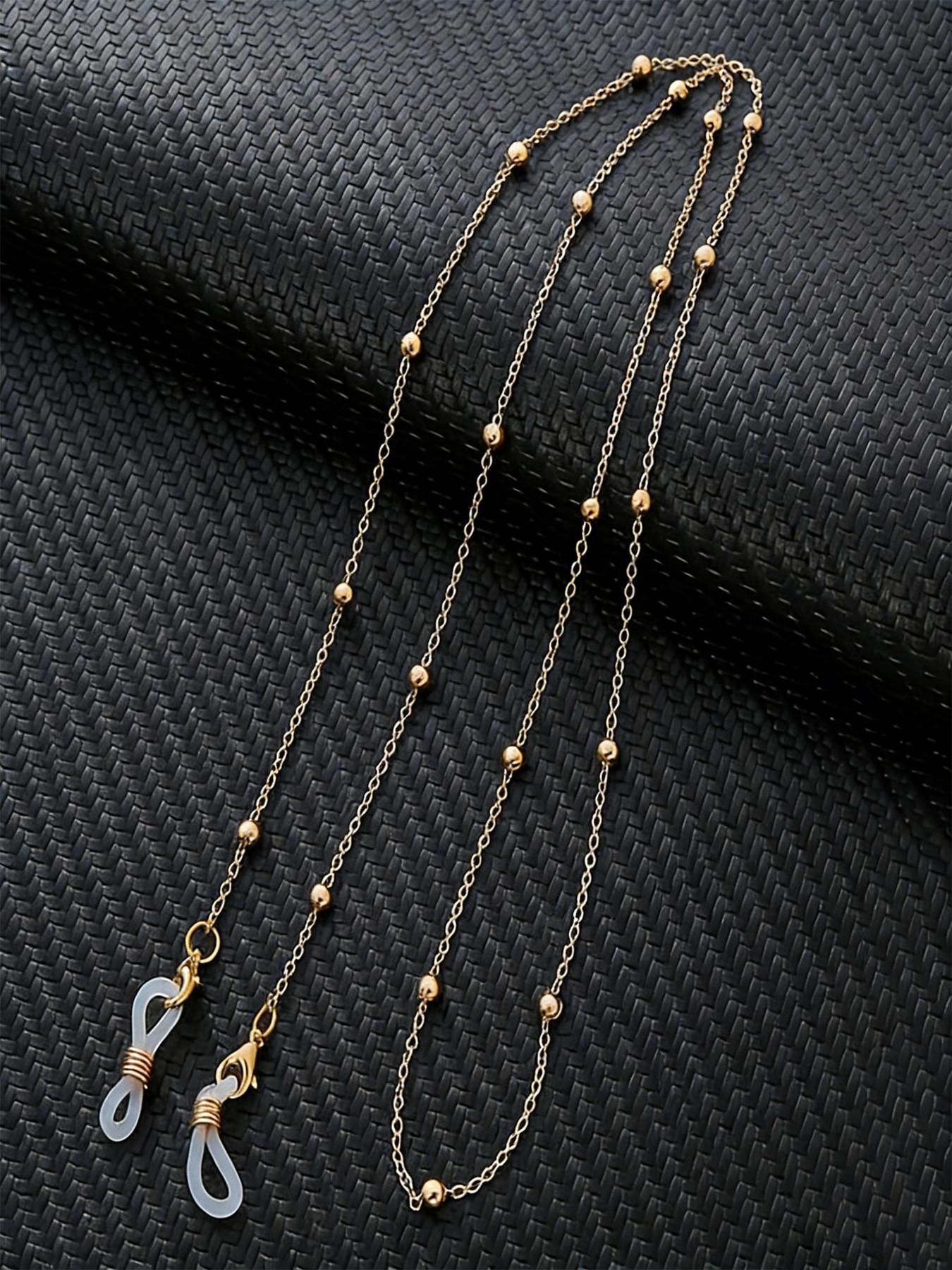 Clip-On Eyeglass Chain Metal Sunglasses Strap, Anti-Lose Eyewear Cord, Elegant Baroque Design, 2-Piece Set for All Seasons